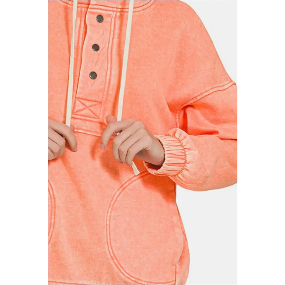 Chic Drawstring Half Snap Dropped Shoulder Hoodie - Hoodies Sweatshirts & on Sale Worldwide Shipping