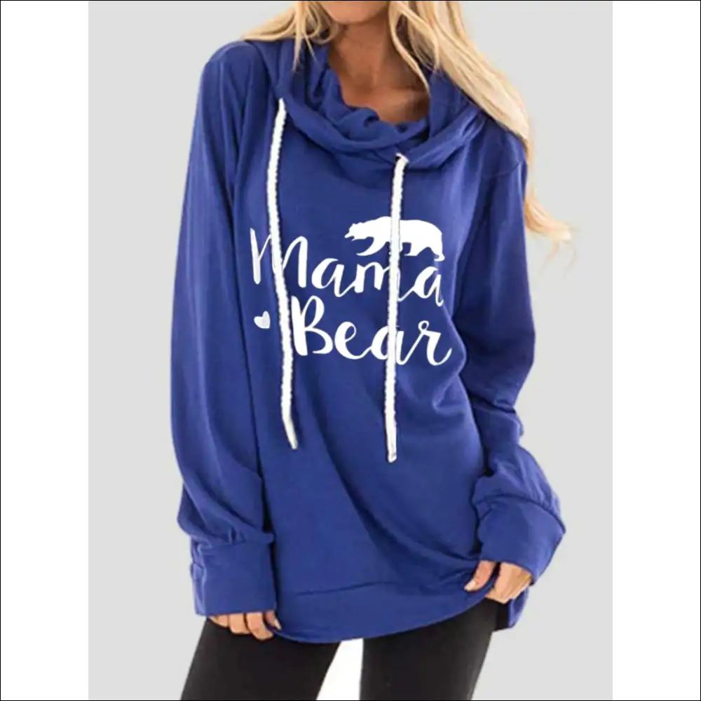 Chic Drawstring Letter Graphic Long Sleeve Hoodie - Royal Blue / s - Hoodies Sweatshirts & on Sale Worldwide Shipping