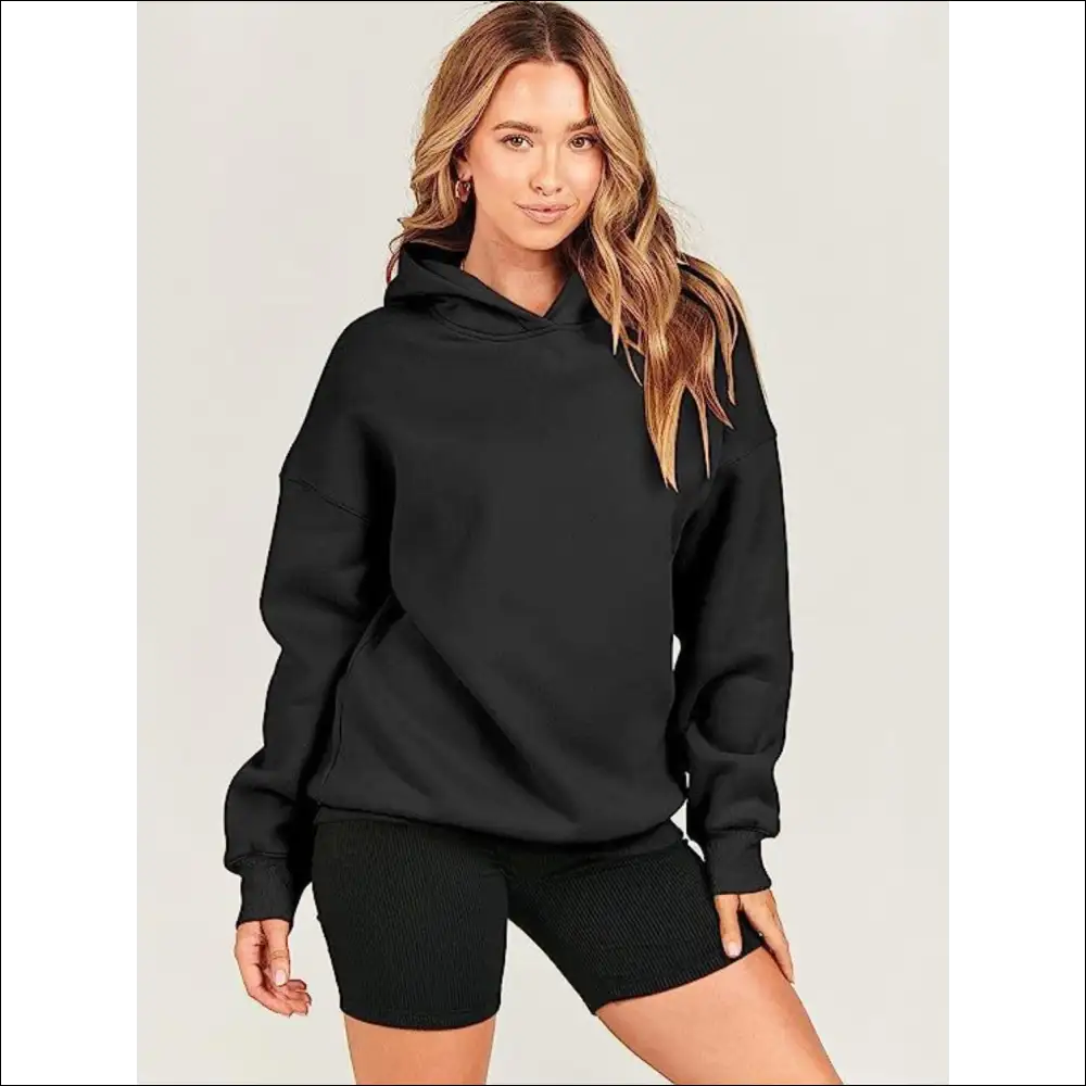 Chic Dropped Shoulder Long Sleeve Hoodie - Black / s - Hoodies Sweatshirts & on Sale Worldwide Shipping