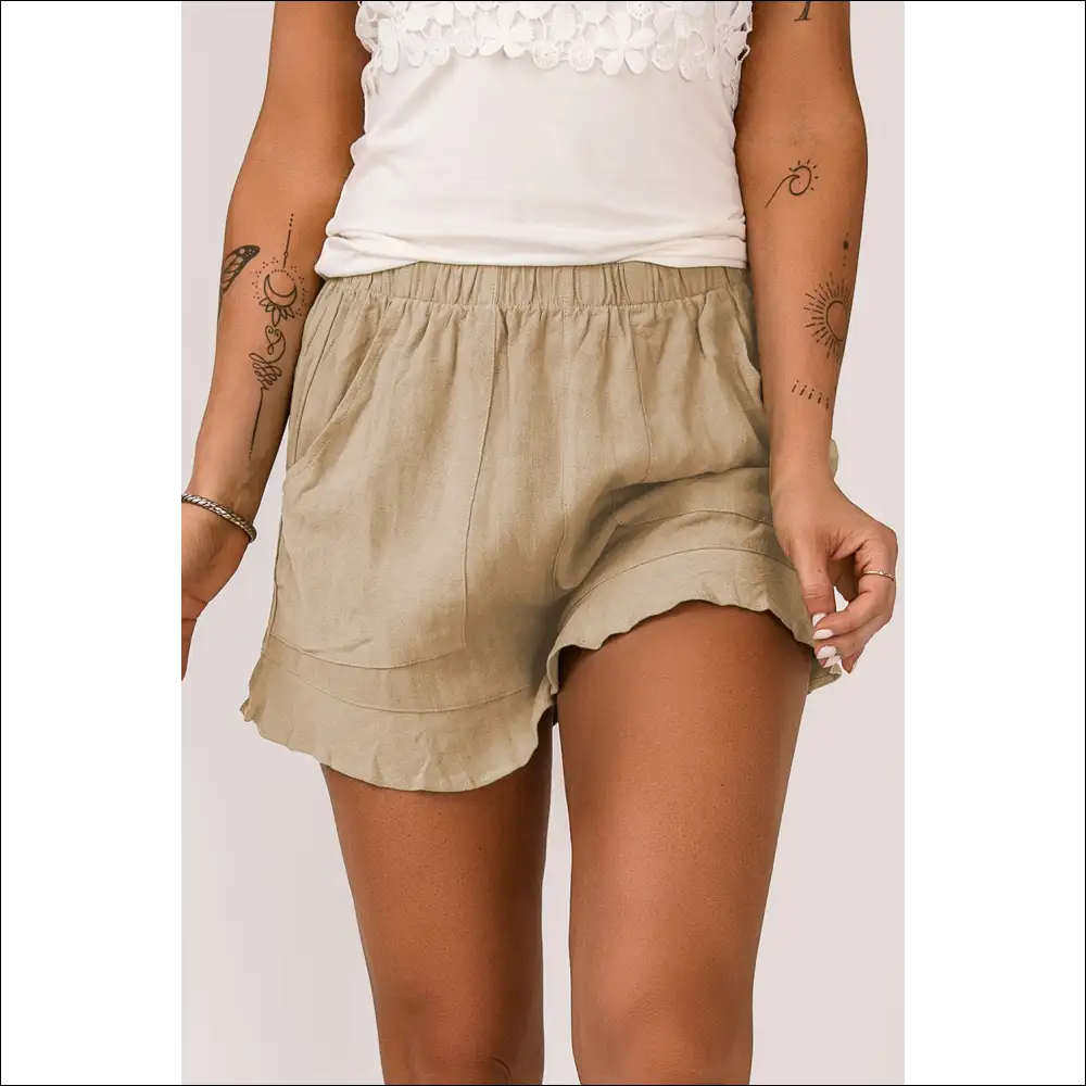 Chic Elastic Waist Pocketed Shorts for Women - Apricot / s - on Sale Worldwide Shipping