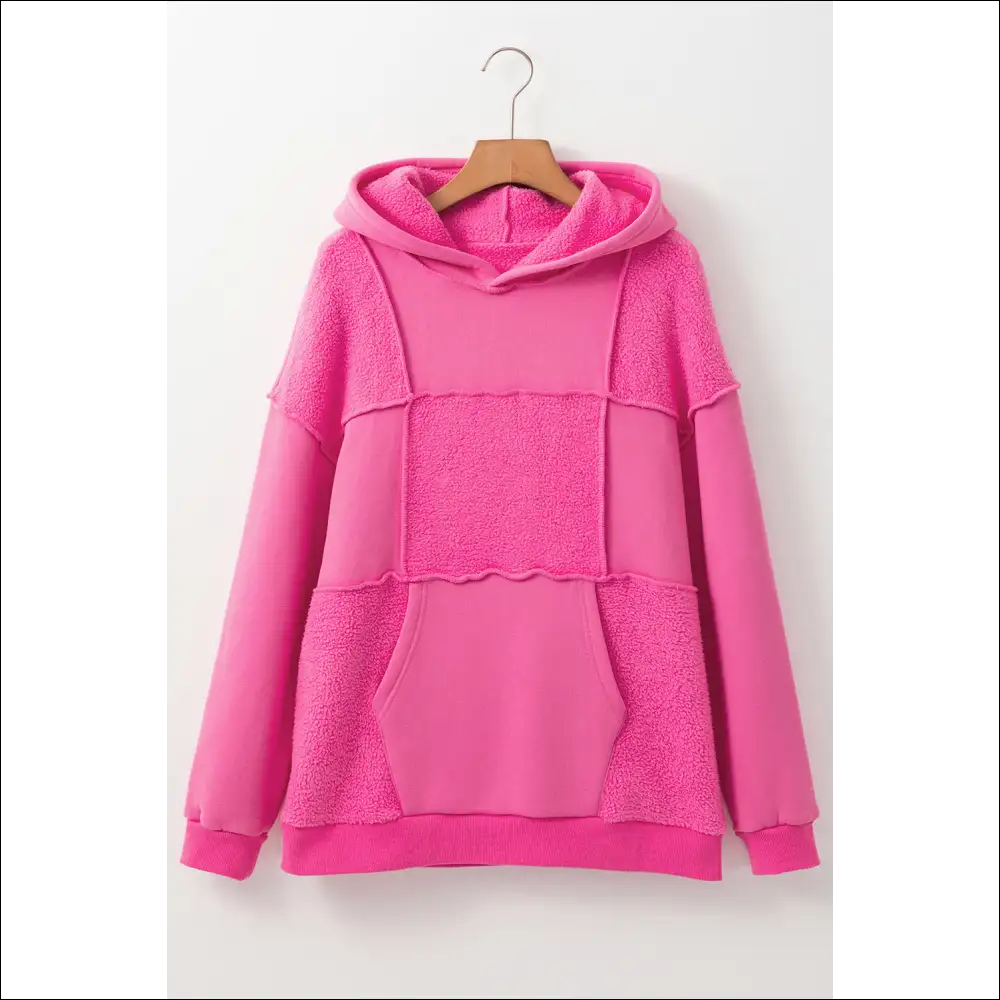 Chic Exposed Seam Long Sleeve Hoodie - Hot Pink / s - Hoodies Sweatshirts & on Sale Worldwide Shipping