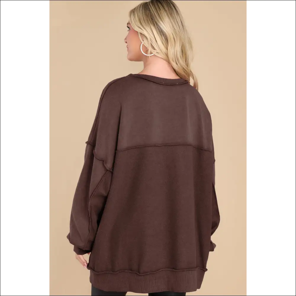 Chic Exposed Seam Long Sleeve Sweatshirt - Sweatshirts & Hoodies on Sale Worldwide Shipping