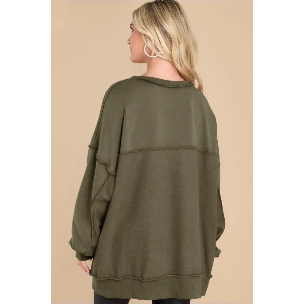 Chic Exposed Seam Long Sleeve Sweatshirt - Sweatshirts & Hoodies on Sale Worldwide Shipping