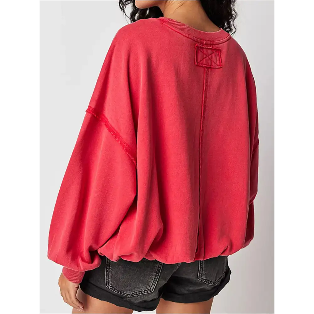 Chic Exposed Seam Round Neck Sweatshirt - Sweatshirts & Hoodies on Sale Worldwide Shipping