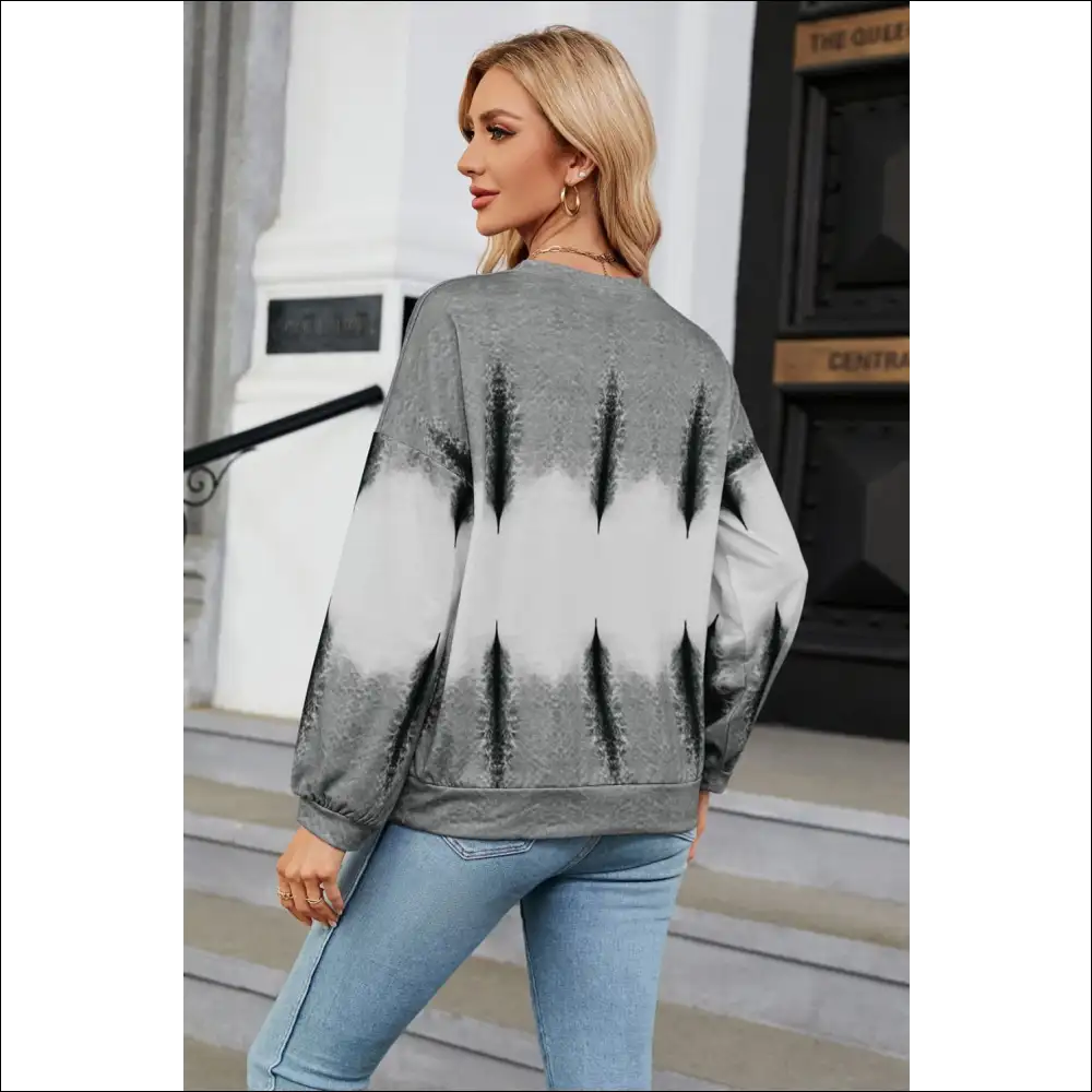 Chic Gradient Round Neck Long Sleeve Sweatshirt - Sweatshirts & Hoodies on Sale Worldwide Shipping