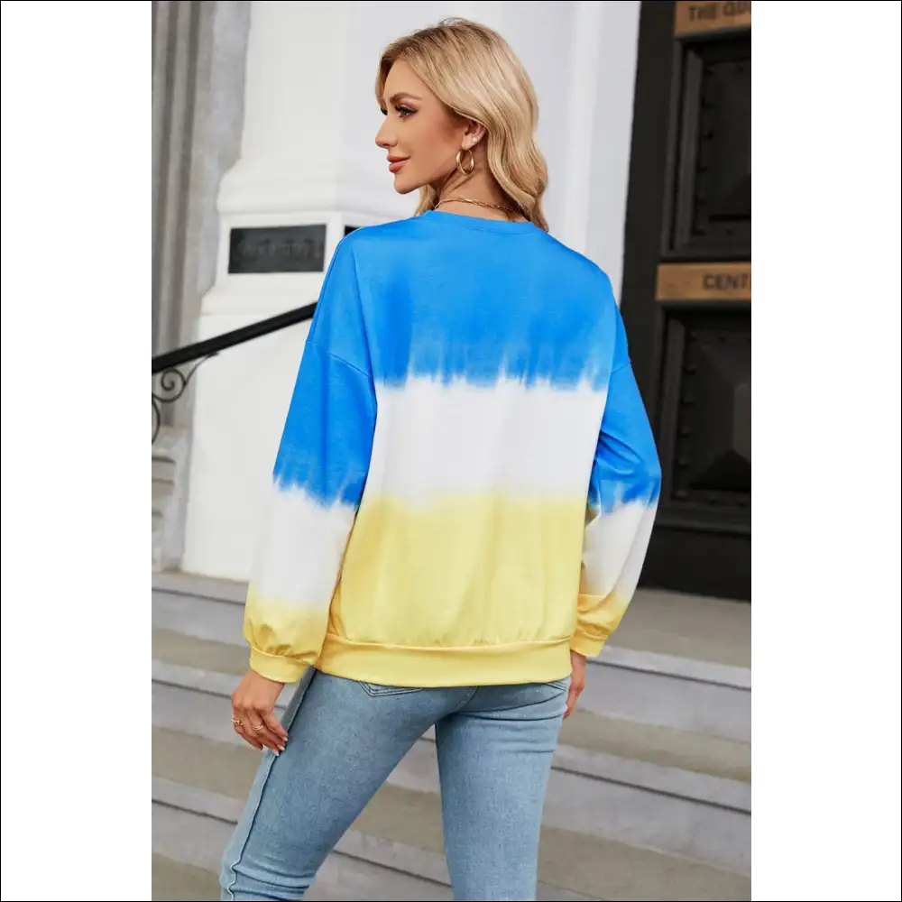Chic Gradient Round Neck Long Sleeve Sweatshirt - Sweatshirts & Hoodies on Sale Worldwide Shipping