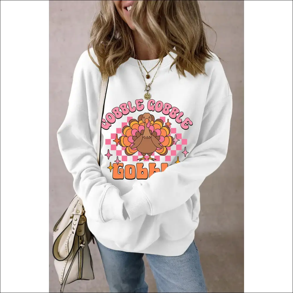Chic Graphic Dropped Shoulder Long Sleeve Sweatshirt - White / m - Sweatshirts & Hoodies on Sale Worldwide Shipping