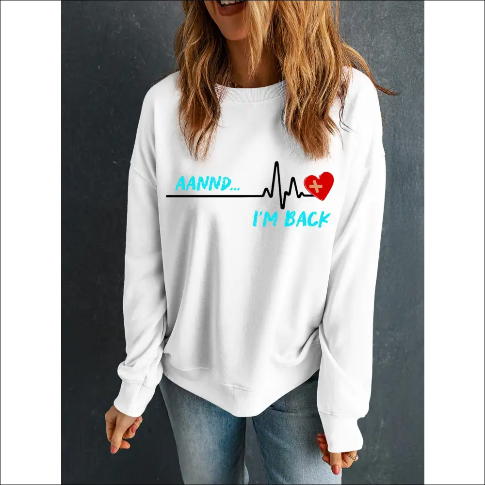 Chic Graphic Round Neck Long Sleeve Sweatshirt - Sweatshirts & Hoodies on Sale Worldwide Shipping