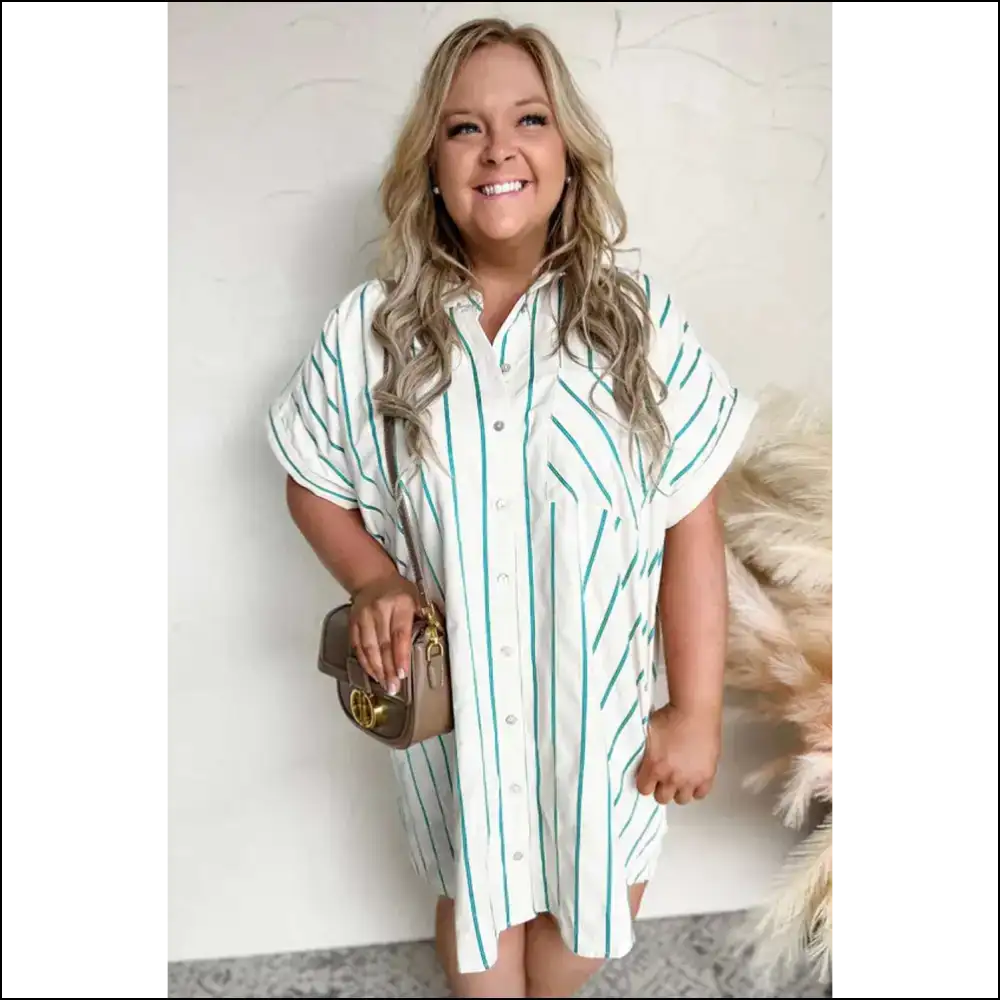 Chic Green Stripe Mini Dress: Finally a Dress that Fits! Needful Things. ππ - Plus Size Dresses on Sale Worldwide Shipping