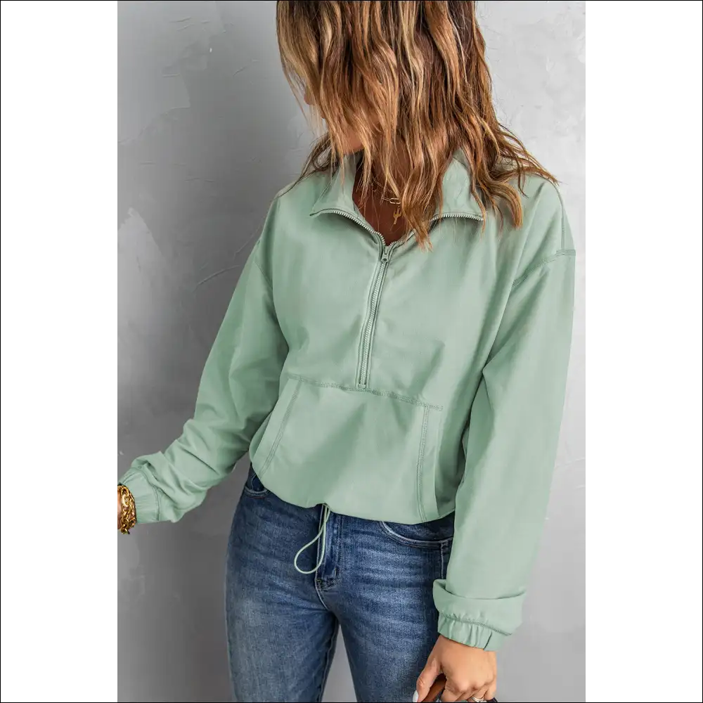Chic Half-zip Exposed Seam Sweatshirt with Drawstring Hem - Sweatshirts & Hoodies on Sale Worldwide Shipping