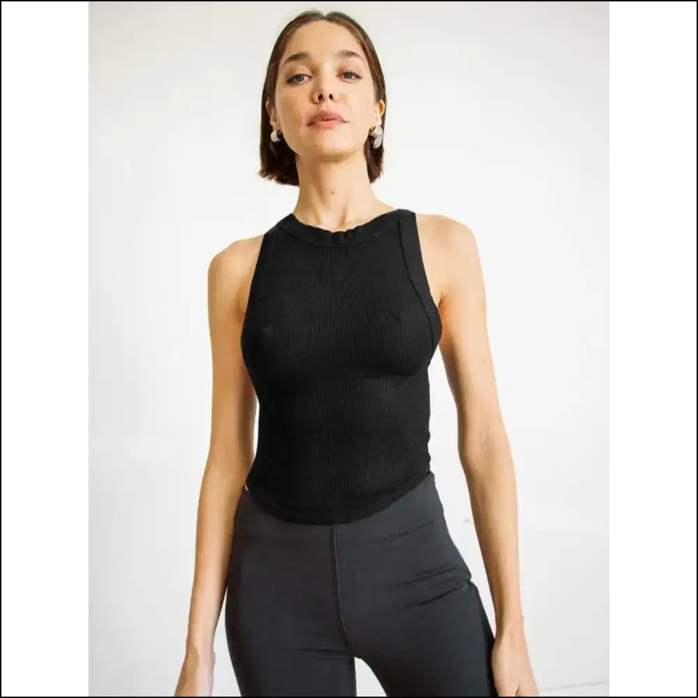 Chic Halter Neck Ribbed Cropped Top - Black / Xl - Tank Tops on Sale Worldwide Shipping