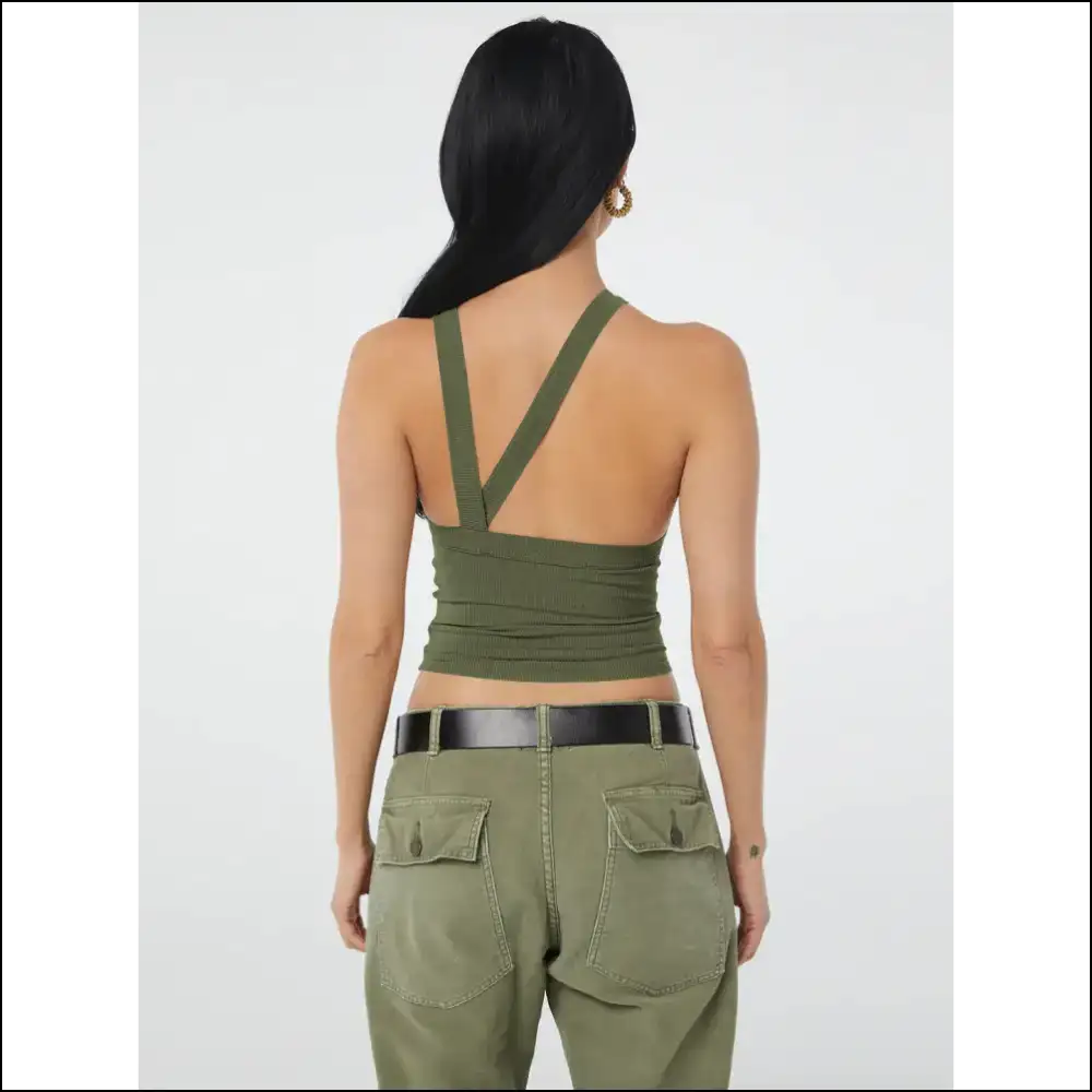Chic Halter Neck Ribbed Cropped Top - Tank Tops on Sale Worldwide Shipping