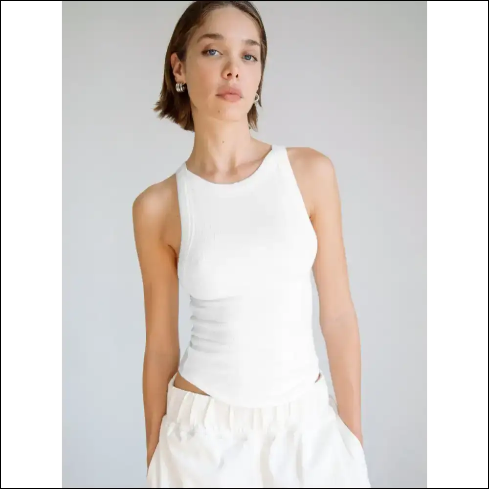 Chic Halter Neck Ribbed Cropped Top - White / Xl - Tank Tops on Sale Worldwide Shipping