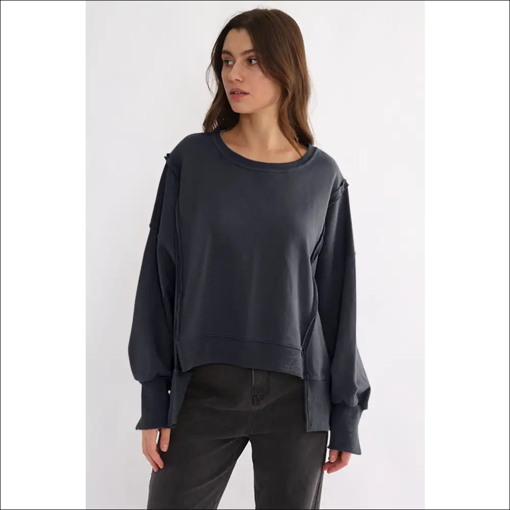 Chic High-low Exposed Seam Sweatshirt - Sweatshirts & Hoodies on Sale Worldwide Shipping