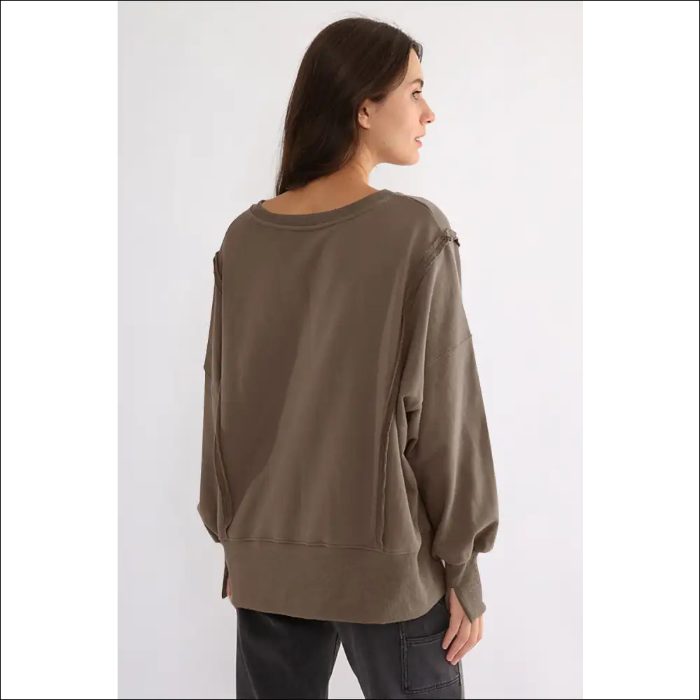 Chic High-low Exposed Seam Sweatshirt - Sweatshirts & Hoodies on Sale Worldwide Shipping