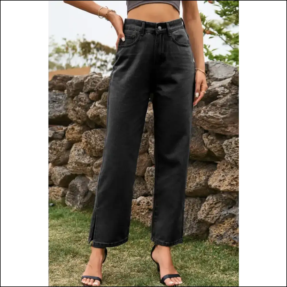 Chic High Waist Ankle Slit Jeans: where Fashion Meets your Dark Side! ππ - 2xl - Jeans on Sale Worldwide Shipping