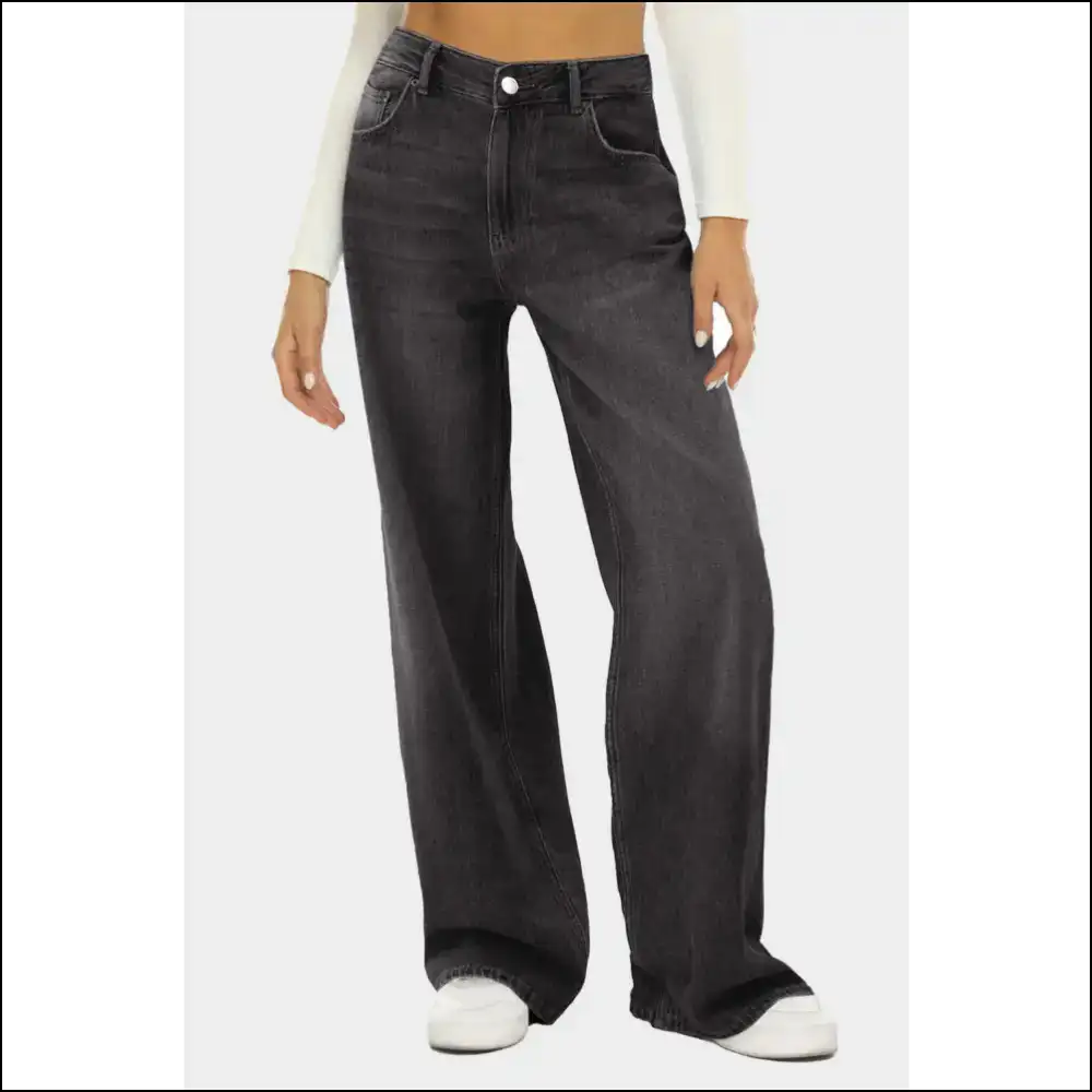Chic High Waist Wide Leg Jeans: Strut your Stuff Comfortably Fabulous! π - Black / m - Jeans on Sale Worldwide Shipping