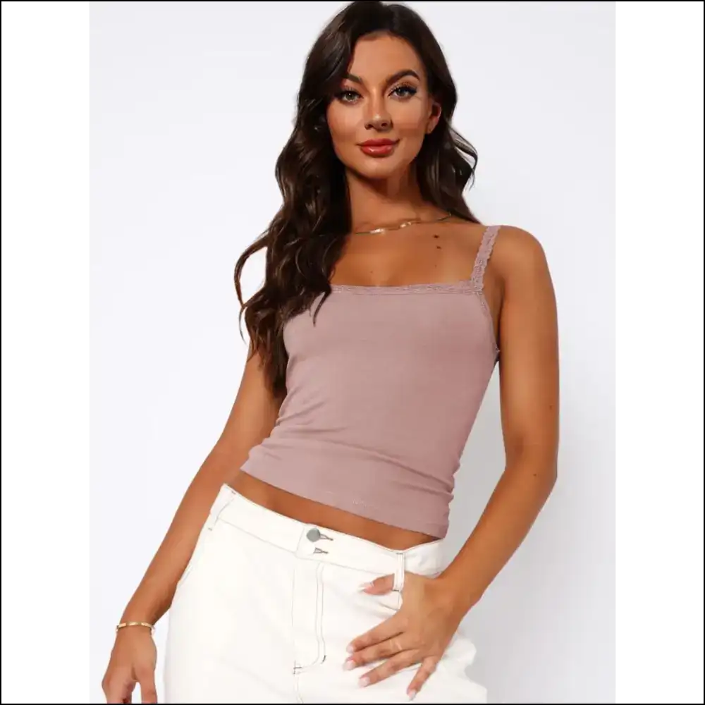 Chic Lace Trim Tank Tops: Unleash your Inner Goddess Awkwardly & Stylishly! πββοΈβ¨ - Dusty Pink / Xl - Tops on Sale Worldwide Shipping