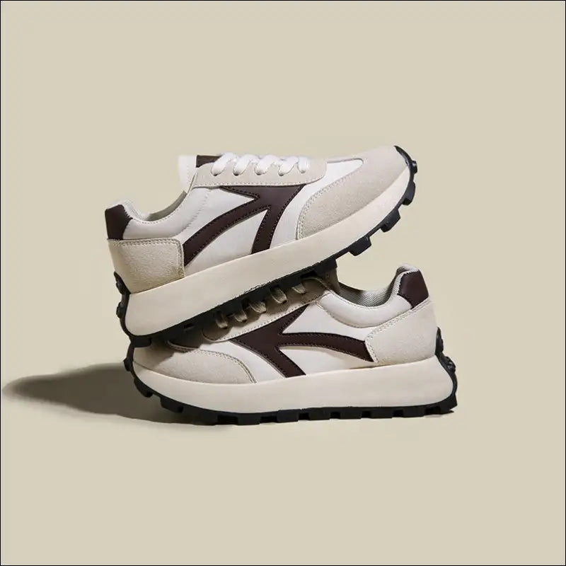 Chic Lace Up Contrast Platform Athletic Shoes - Caramel / 39(us8) - on Sale Worldwide Shipping
