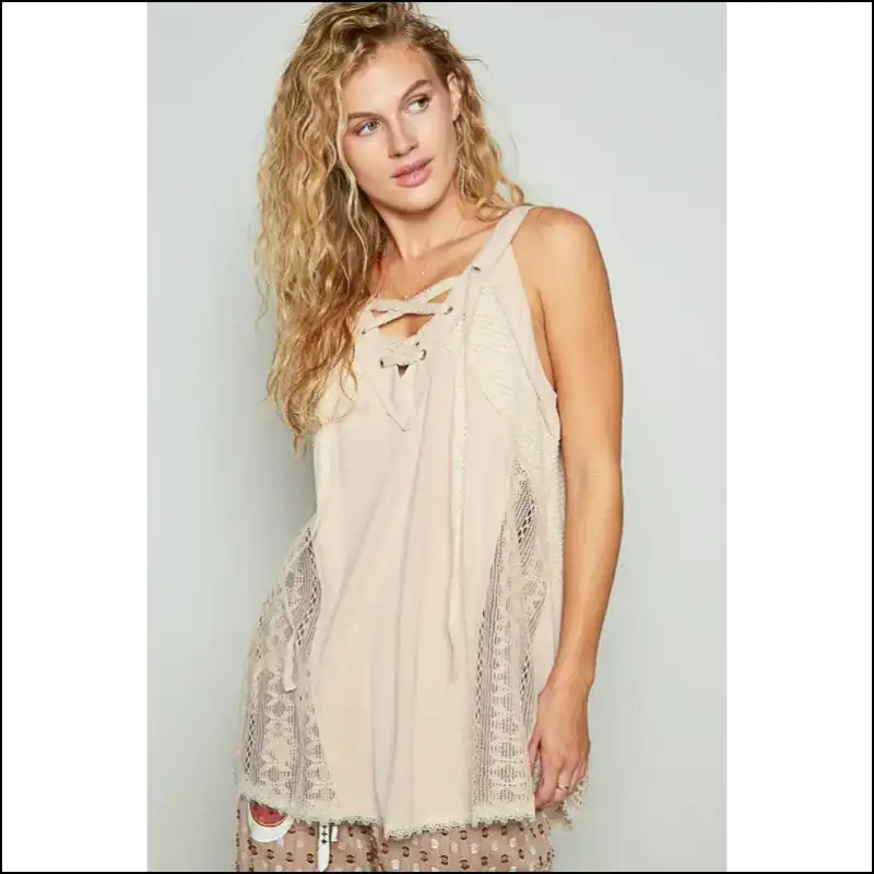 Chic Lace-up Crochet Tank Top - Tops on Sale Worldwide Shipping