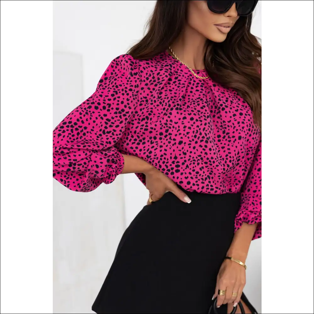 Chic Leopard Balloon Sleeve Blouse - Blouses on Sale Worldwide Shipping