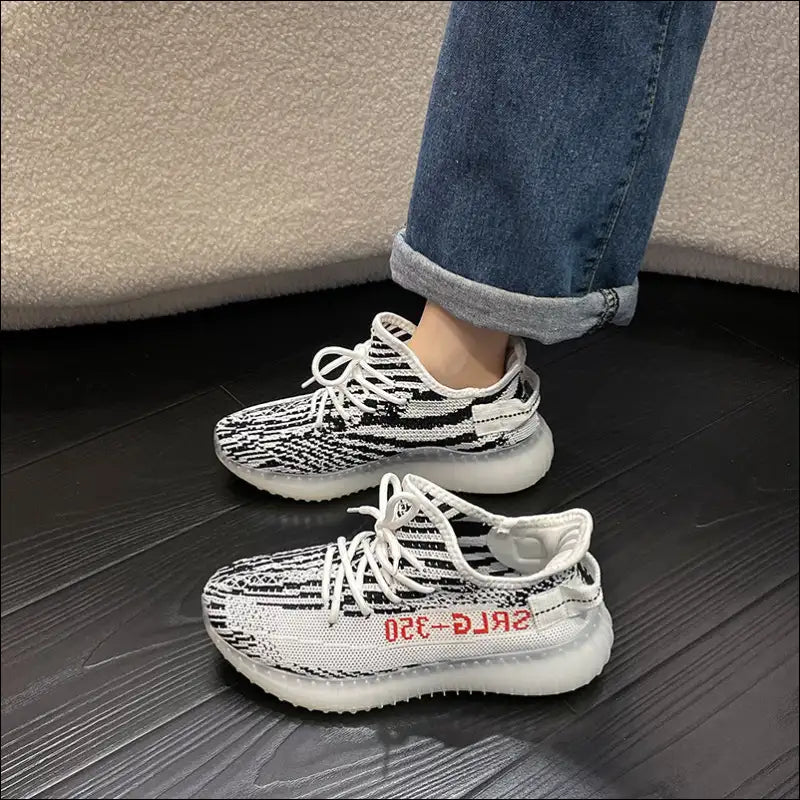 Chic Letter Lace-up Platform Athletic Shoes - Black / 39(us8) - on Sale Worldwide Shipping