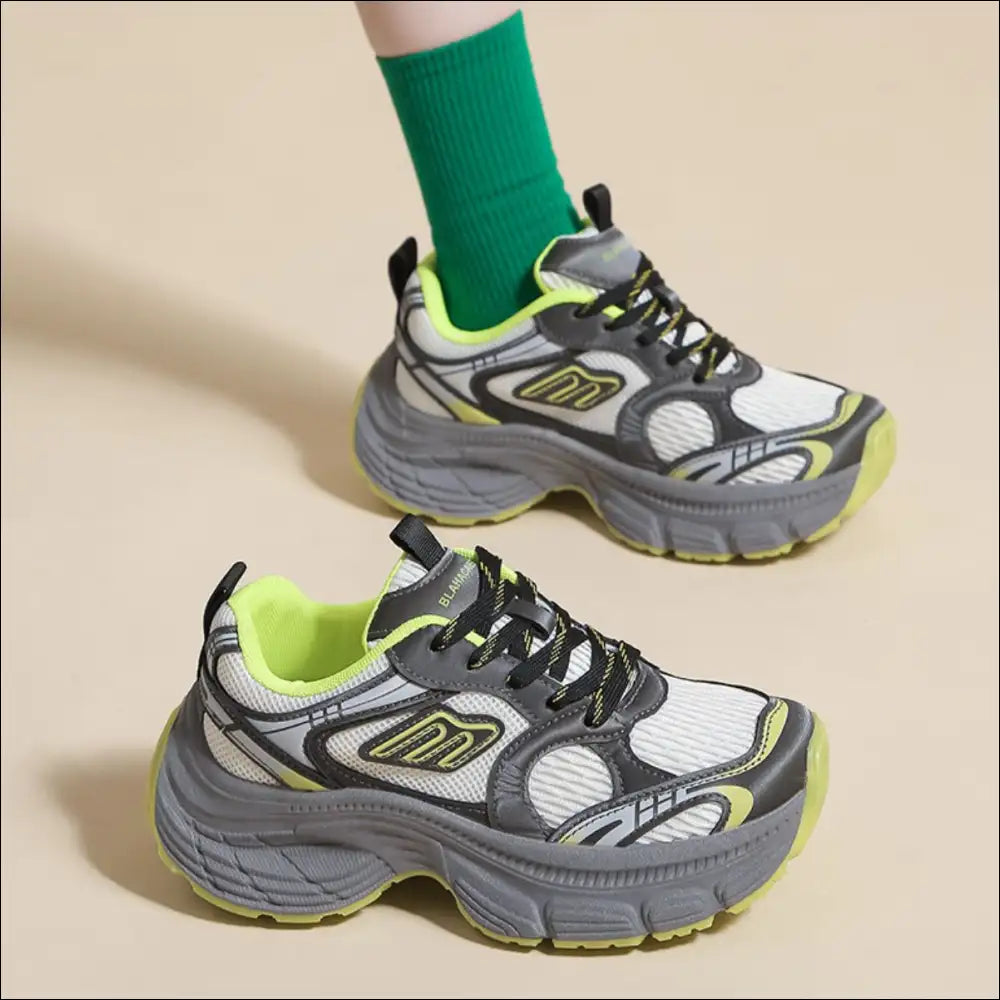Chic Letter Lace-up Round Toe Athletic Shoes - Yellow / 35(us4) - on Sale Worldwide Shipping