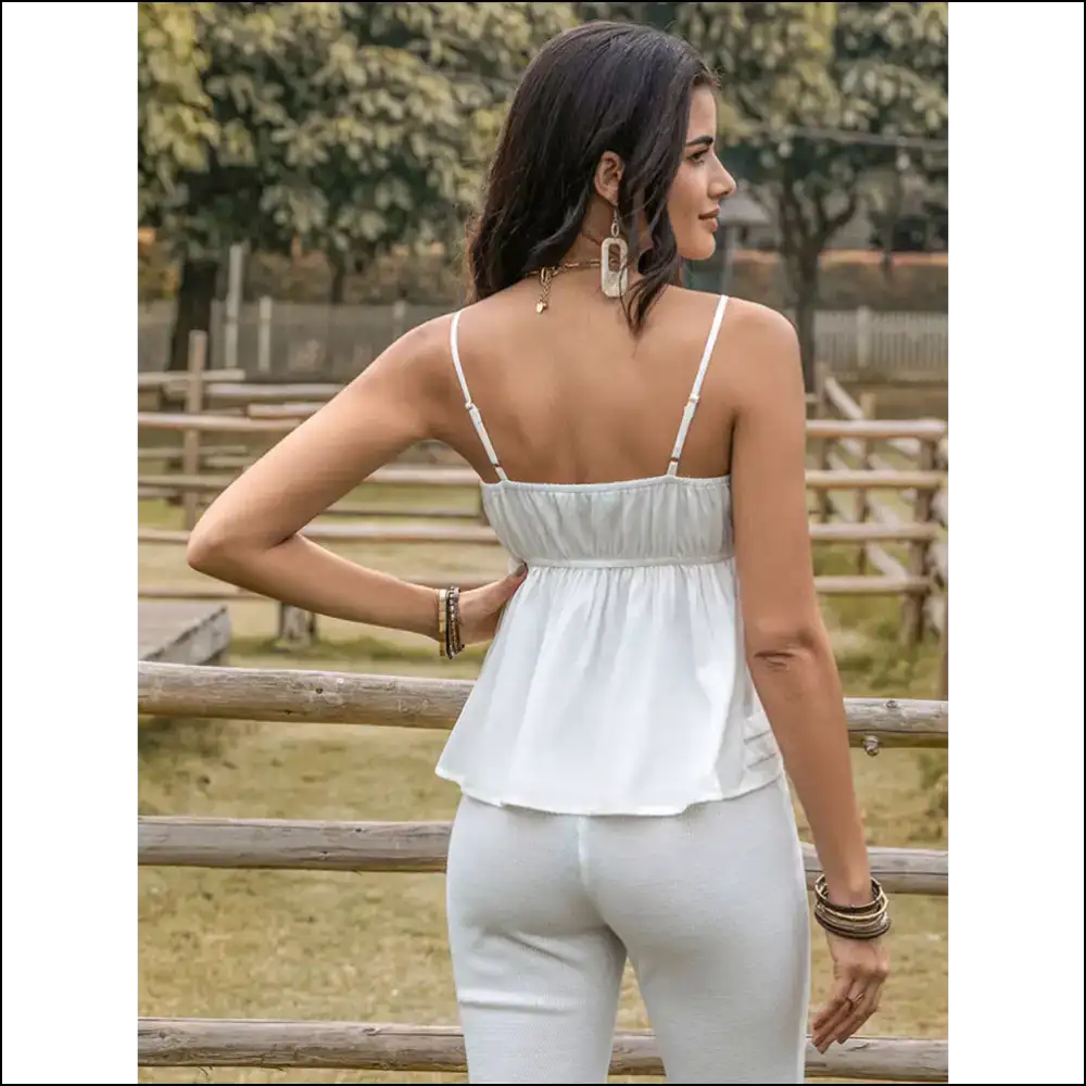 Chic Peplum V-neck Cami - Tank Tops on Sale Worldwide Shipping