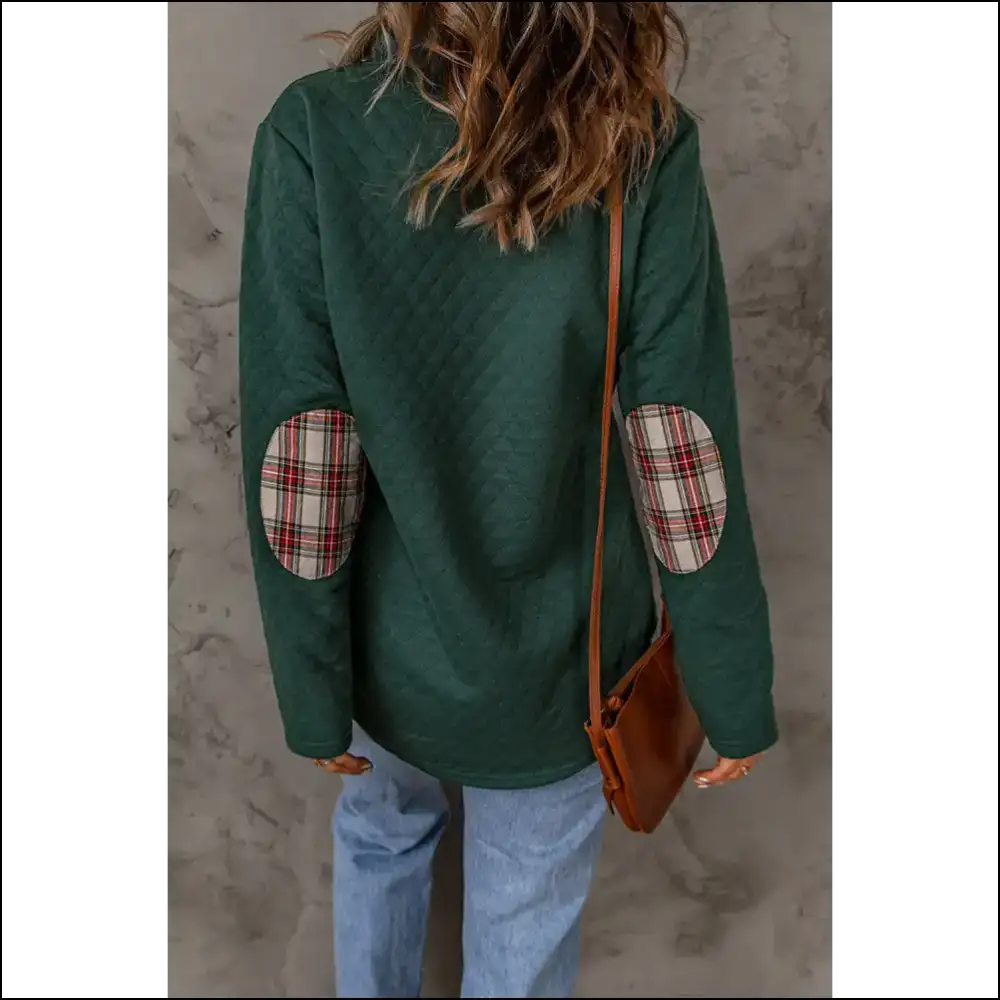 Chic Plaid Snap-down Sweatshirt - Sweatshirts & Hoodies on Sale Worldwide Shipping