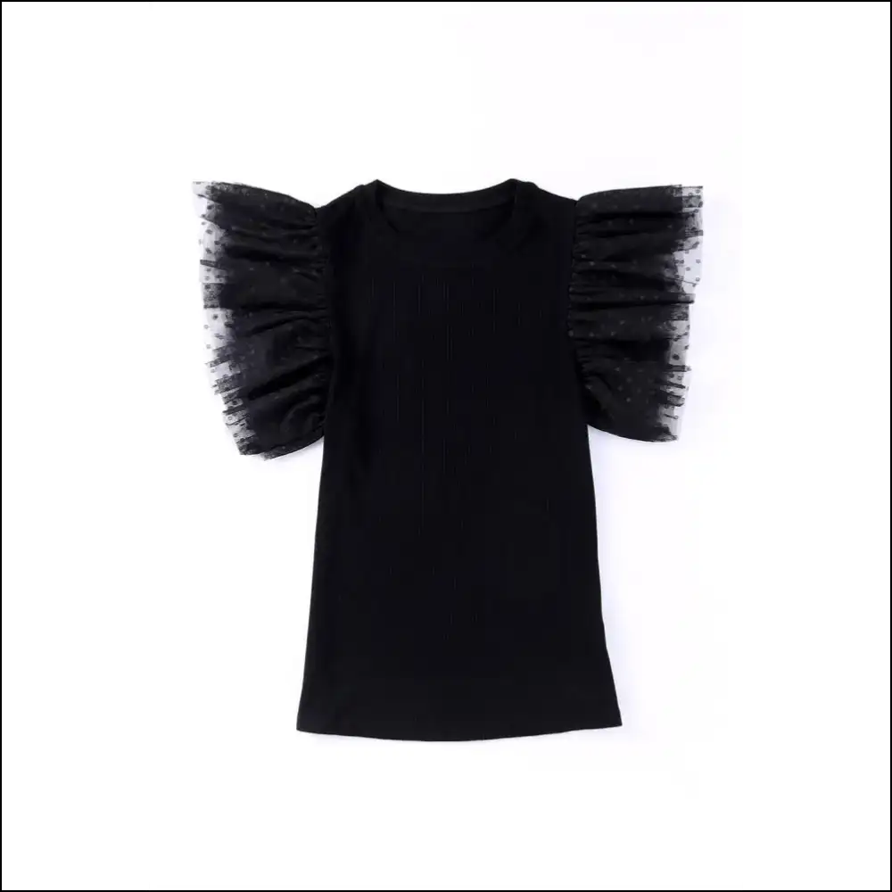 Chic Polka Dot Flutter Sleeve Top - Black / s - Blouses on Sale Worldwide Shipping