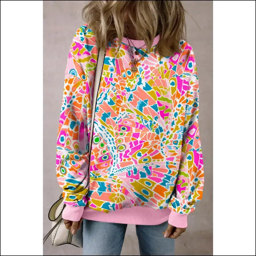 Chic Printed Round Neck: Wear your Style Like a 90s Boy Band Reunion 🎤✨ - Sweatshirts & Hoodies on Sale Worldwide Shipping