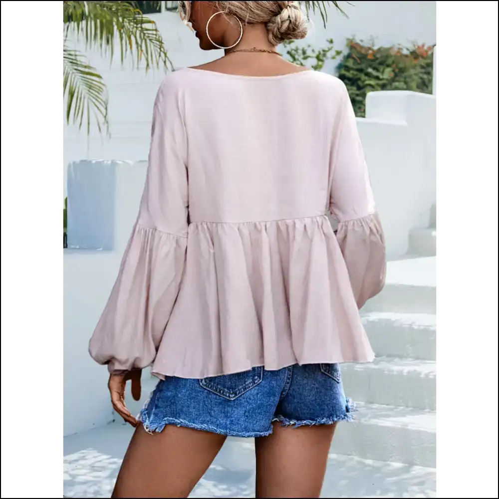 Chic Puff Sleeve Babydoll Blouse - Blouses on Sale Worldwide Shipping