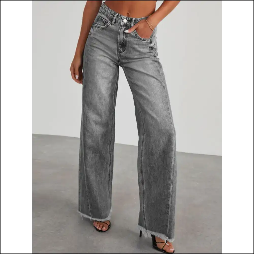Chic Raw Hem Jeans: Because Even Lemons Deserve a Stylish Companion ππ - Dark Gray / s - Jeans on Sale Worldwide Shipping