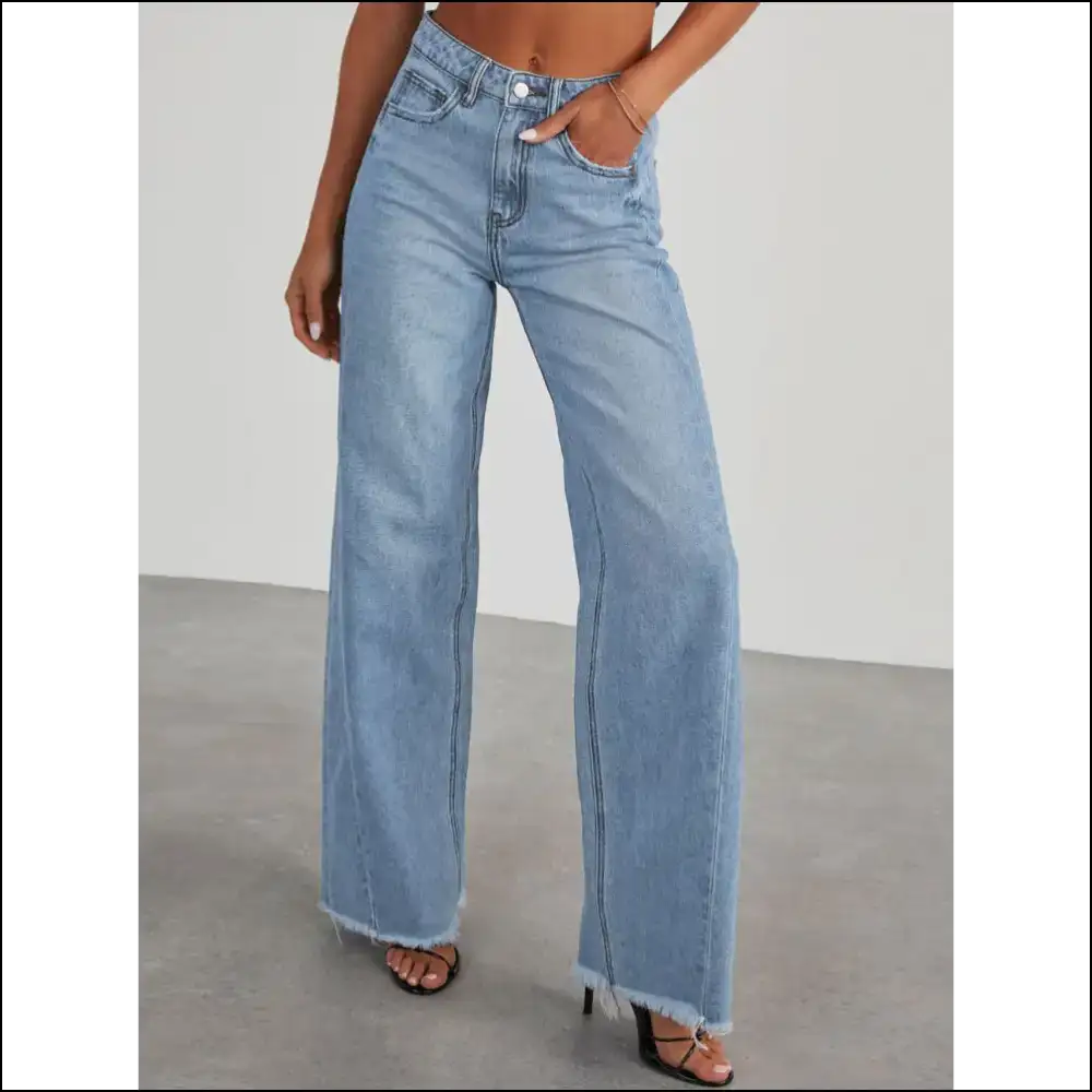 Chic Raw Hem Jeans: Because Even Lemons Deserve a Stylish Companion ππ - Light / Xl - Jeans on Sale Worldwide Shipping
