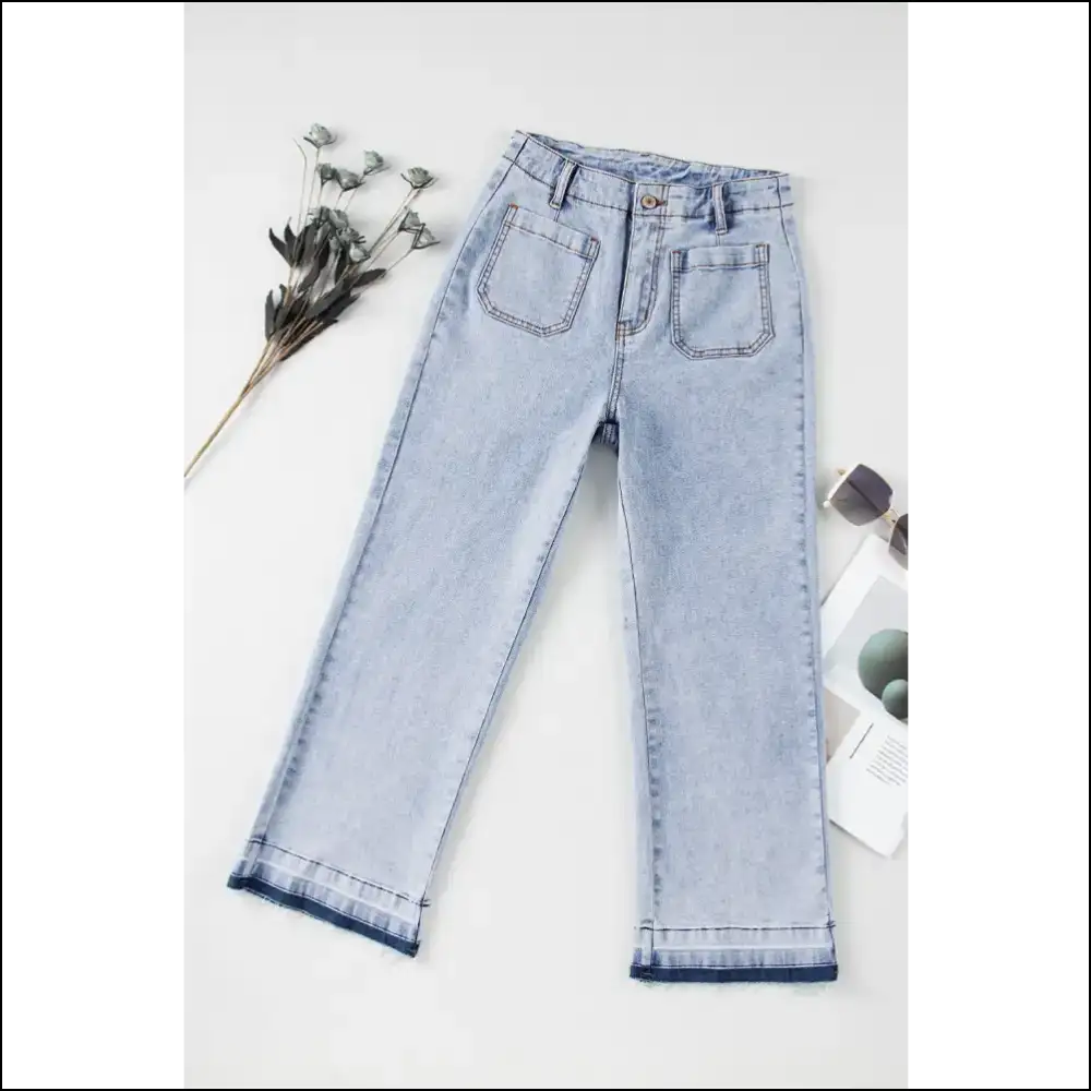 Chic Raw Hem Jeans: Because Flirting with Fashion is Always in Style! 😉✨ - Light / 8 - Jeans on Sale Worldwide Shipping
