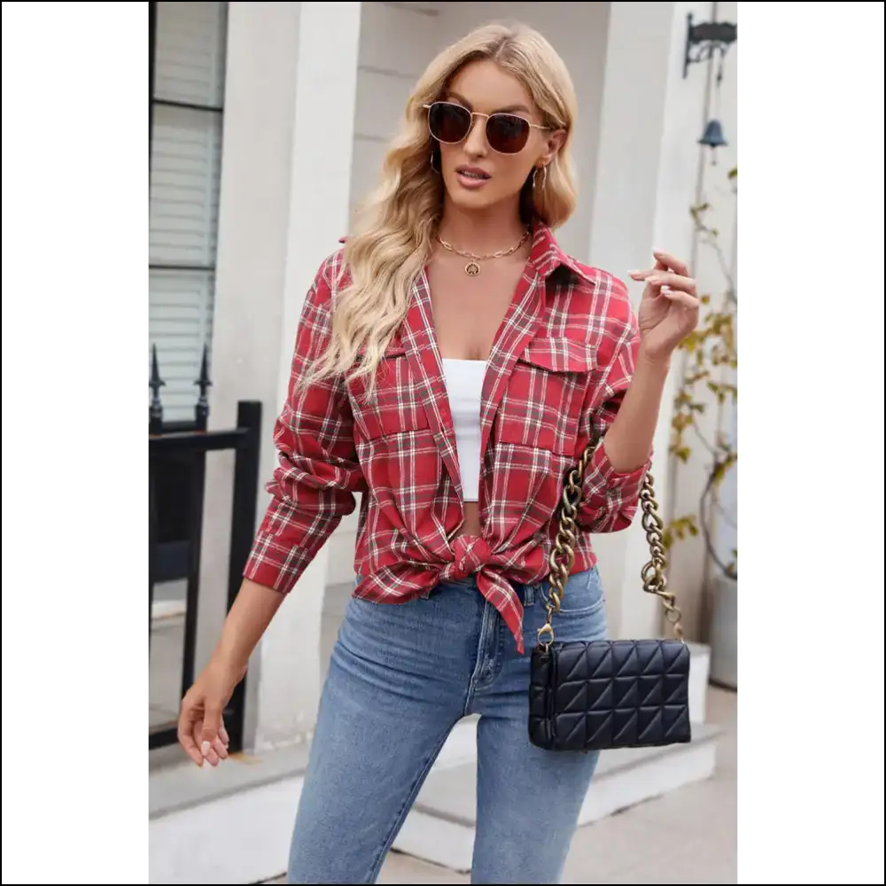 Chic Red Plaid: Needful Things will Make you Fabulous 😈 - Blouses on Sale Worldwide Shipping