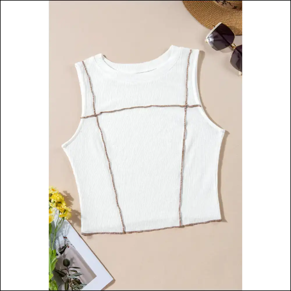 Chic Round Neck Sleeveless Tank - Tops on Sale Worldwide Shipping