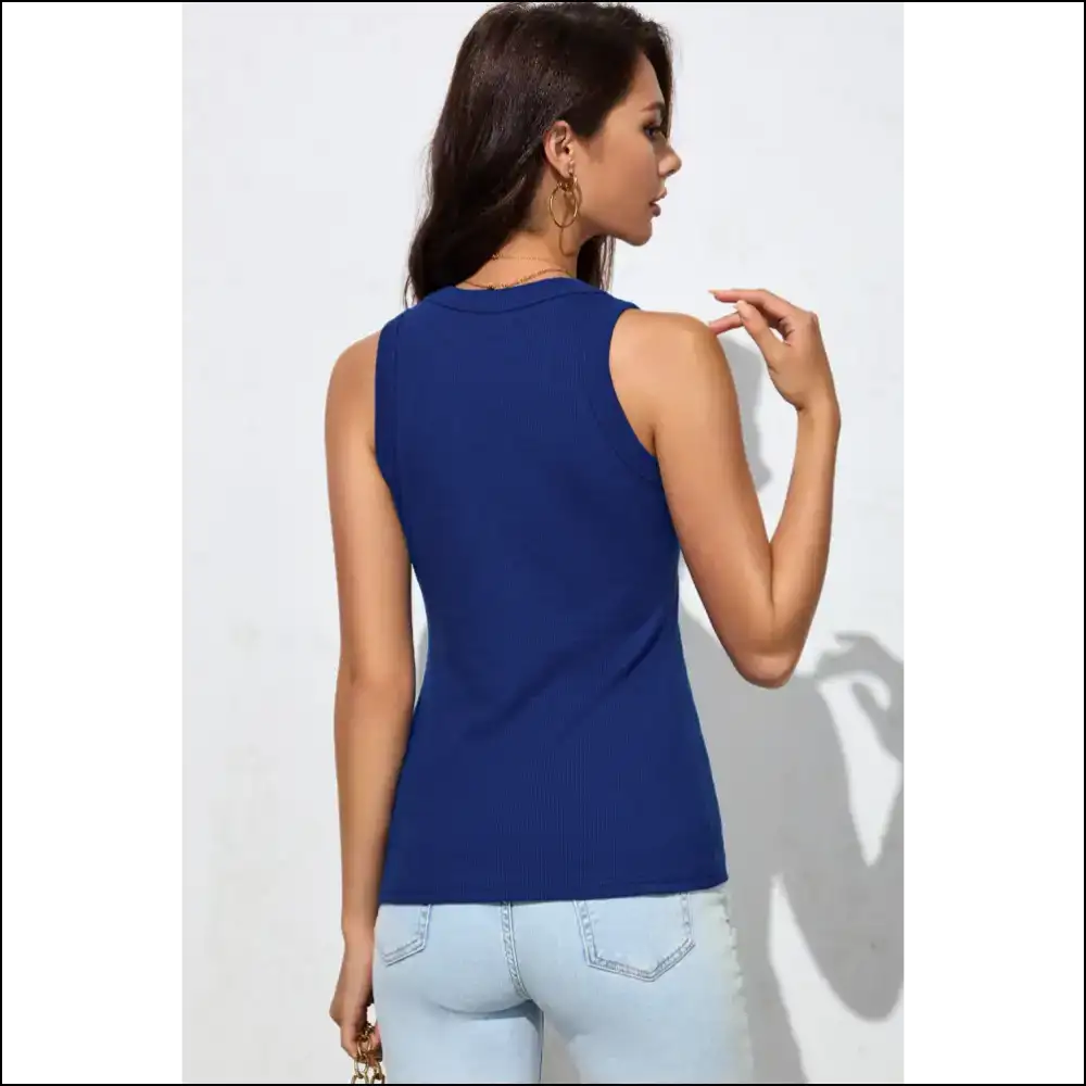 Chic Round Neck Sleeveless Tank Top - Tops on Sale Worldwide Shipping