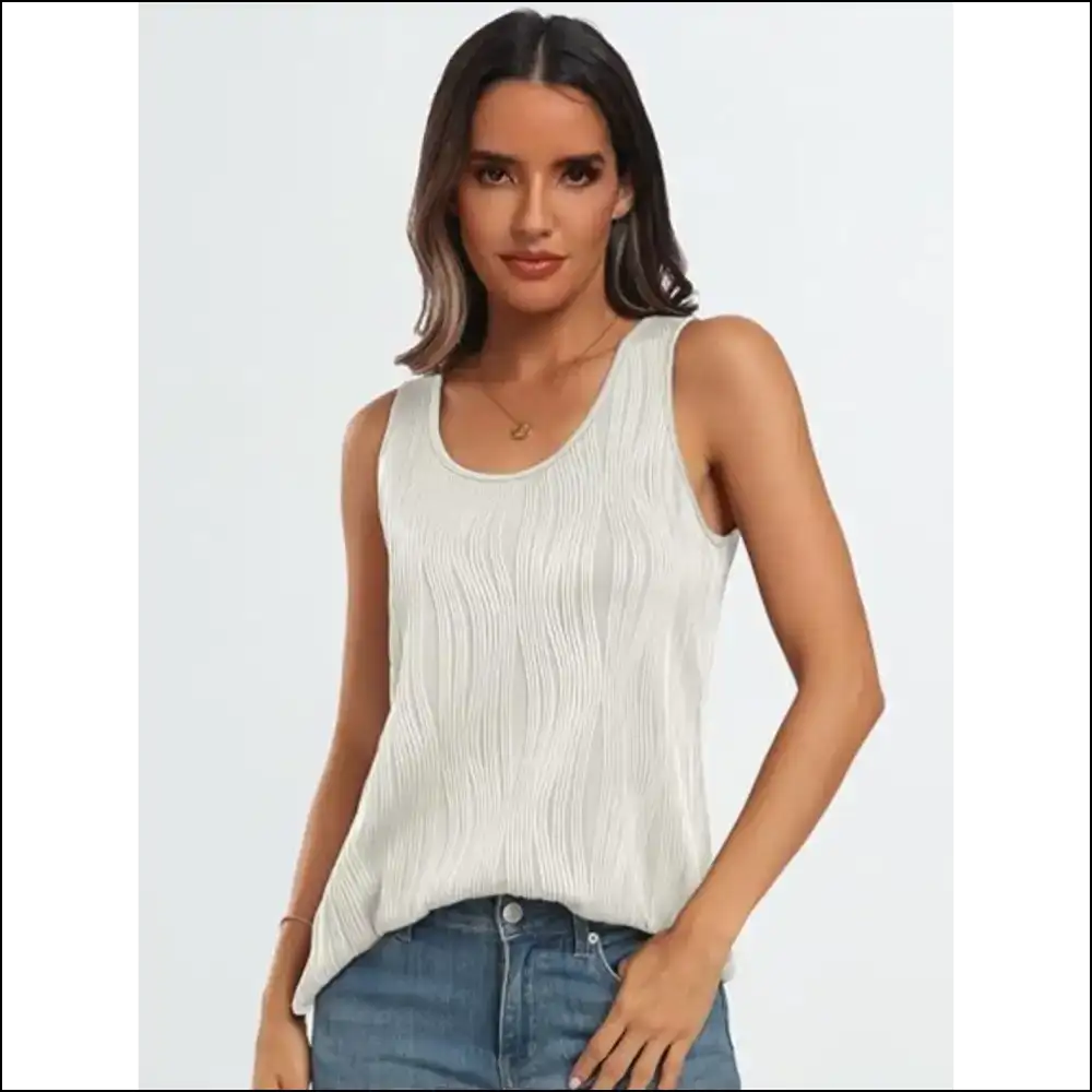 Chic Round Neck Tank: Because Basic is just too for Needful Things! π - White / m - Tank Tops on Sale Worldwide Shipping