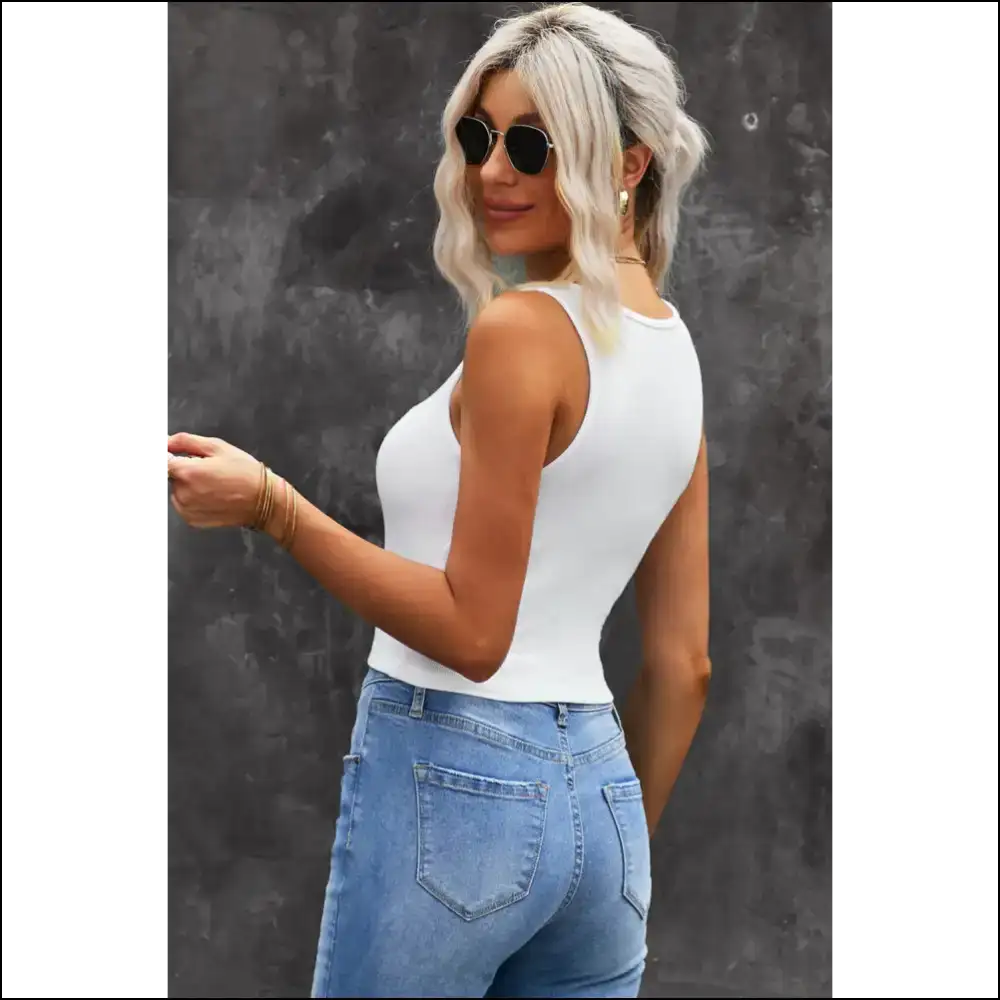 Chic Round Neck Tank Top for Effortless Style - Tops on Sale Worldwide Shipping