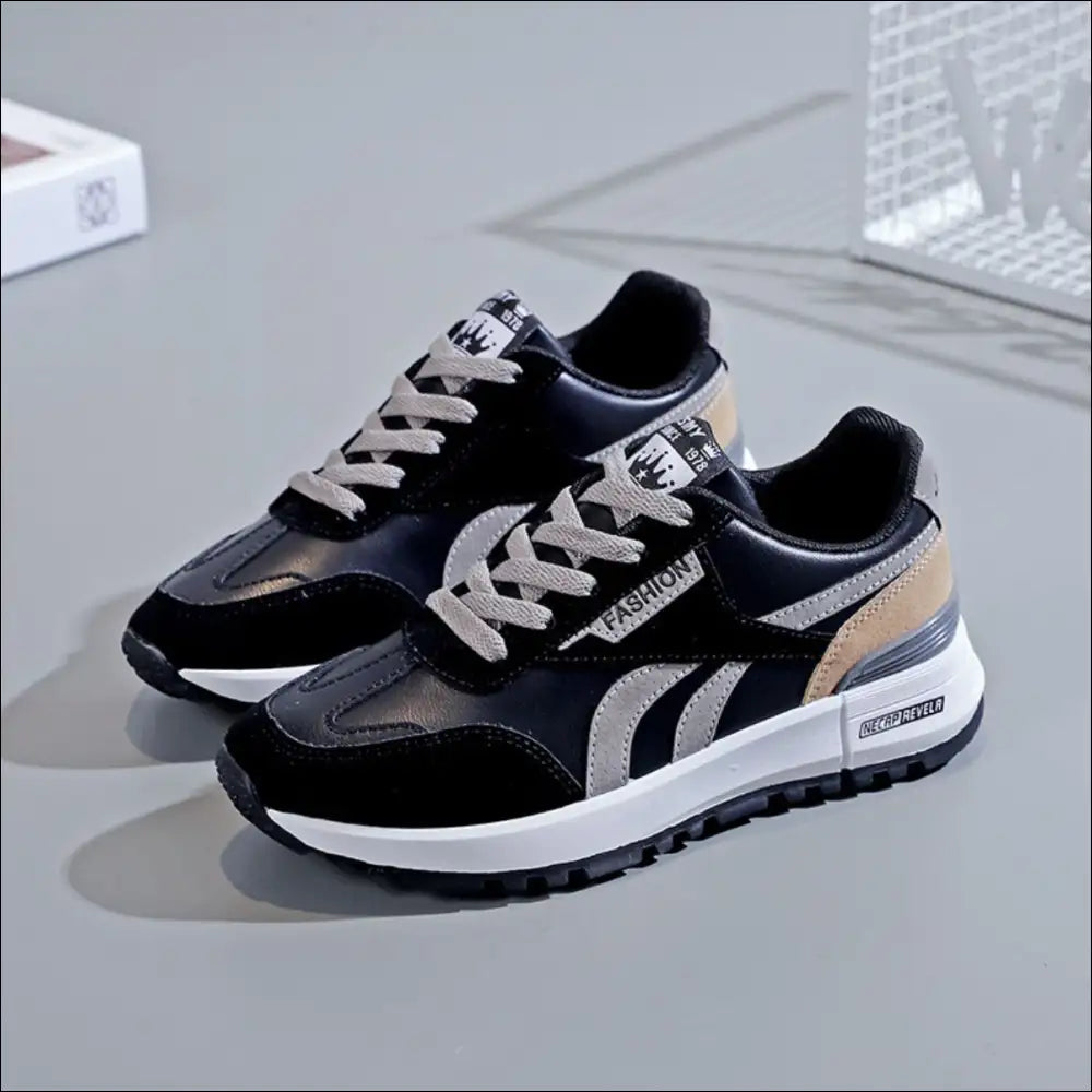 Chic Round Toe Platform Athletic Sneakers - Black / 39(us8) - Shoes on Sale Worldwide Shipping