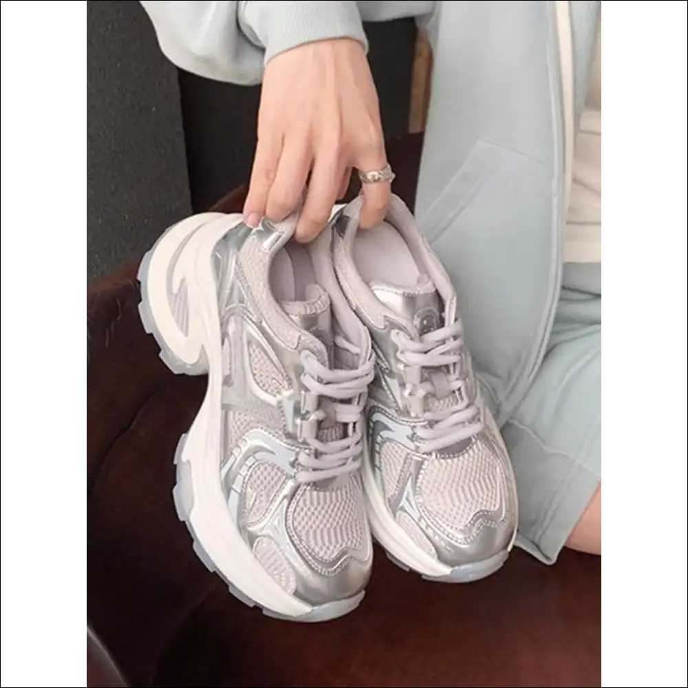 Chic Round Toe Platform Athletic Sneakers - White / 35(us4) - Shoes on Sale Worldwide Shipping