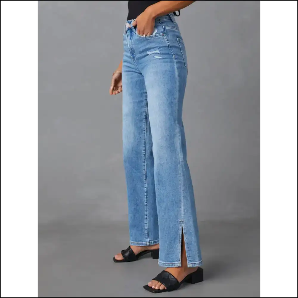 Chic Slit Buttoned Jeans: Because who Needs Privacy in Fashion? ๐ - Jeans on Sale Worldwide Shipping