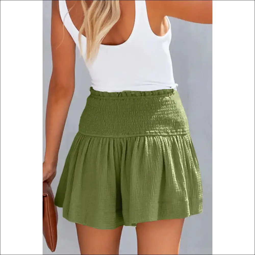 Chic Smocked Waistband Shorts - on Sale Worldwide Shipping