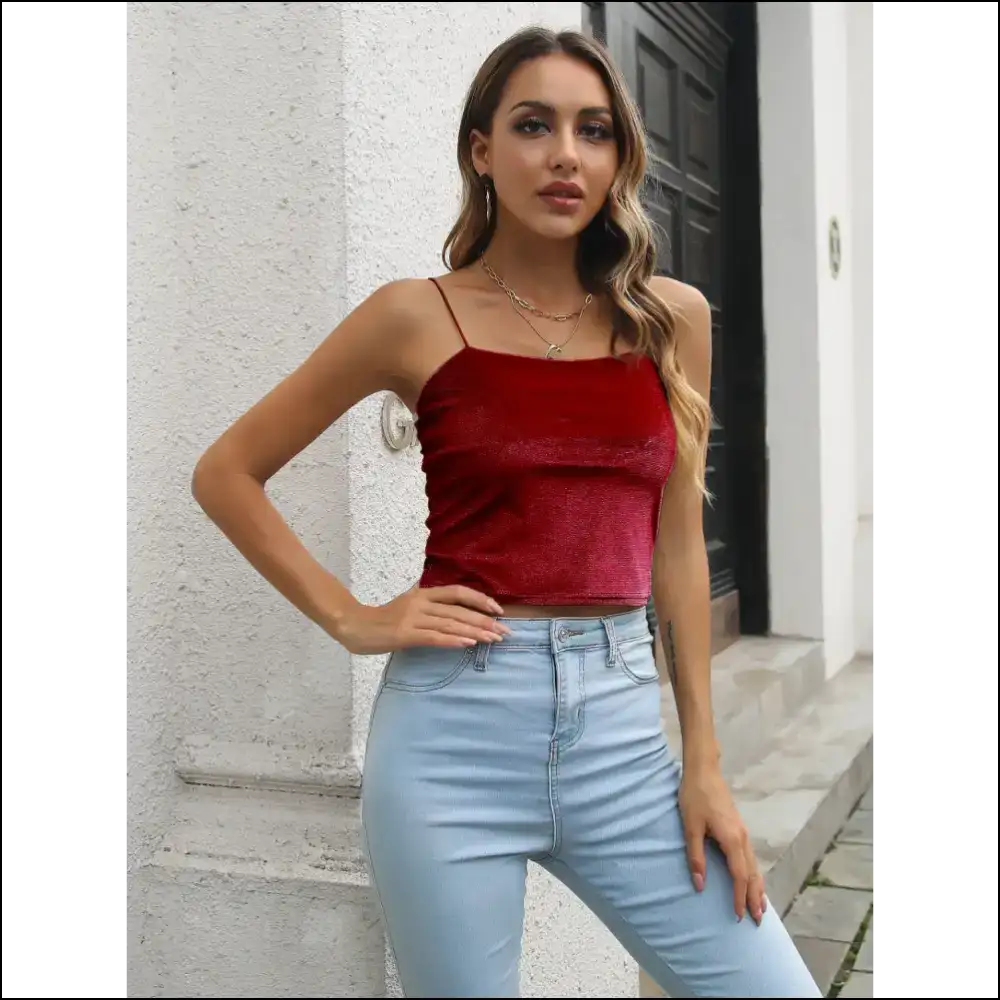 Chic Straight Neck Cropped Cami: Fashion that Says Af & Wow Needful Things! 😎✨ - Burgundy / s - Tank Tops on Sale Worldwide Shipping