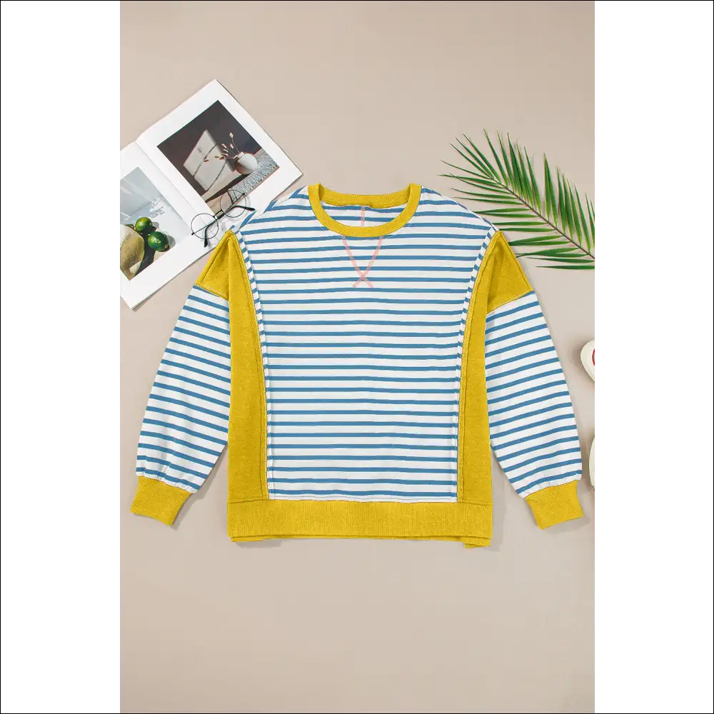 Chic Striped Round Neck Long Sleeve Sweatshirt - Sweatshirts & Hoodies on Sale Worldwide Shipping