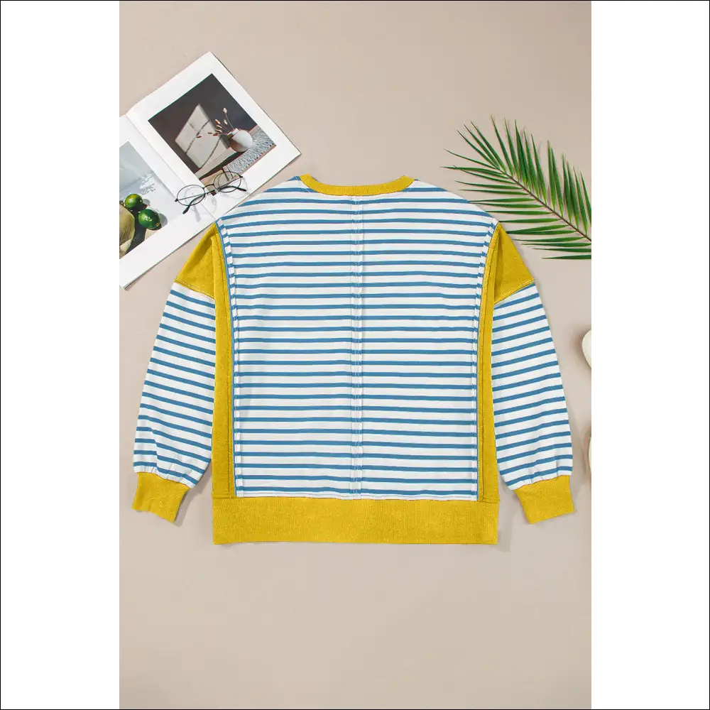 Chic Striped Round Neck Long Sleeve Sweatshirt - Sweatshirts & Hoodies on Sale Worldwide Shipping
