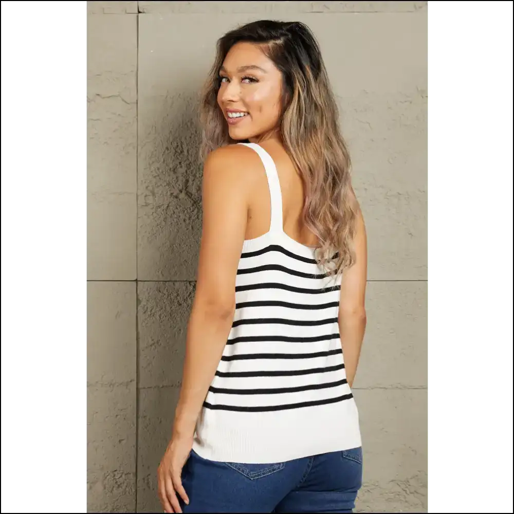 Chic Striped Straight Neck Cami - Tank Tops on Sale Worldwide Shipping