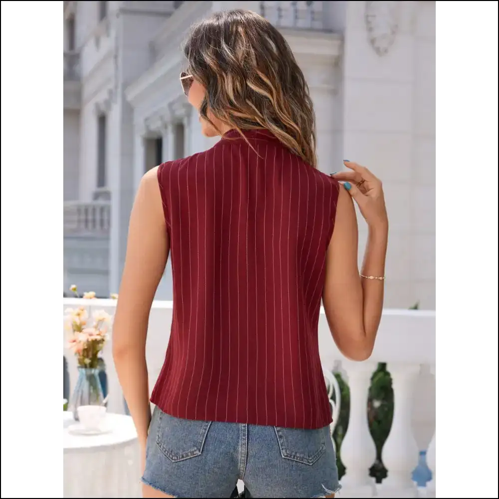 Chic Striped Tie Neck Tank - Tops on Sale Worldwide Shipping