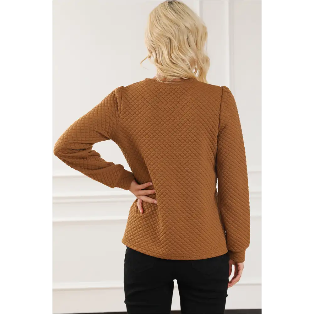 Chic Texture Round Neck Long Sleeve Sweatshirt - Sweatshirts & Hoodies on Sale Worldwide Shipping